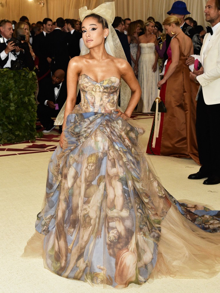 Mandatory Credit: Photo by Andrew H. Walker/REX/Shutterstock (9662977cu) Ariana Grande The Metropolitan Museum of Art's Costume Institute Benefit celebrating the opening of Heavenly Bodies: Fashion and the Catholic Imagination, Arrivals, New York, USA - 07 May 2018