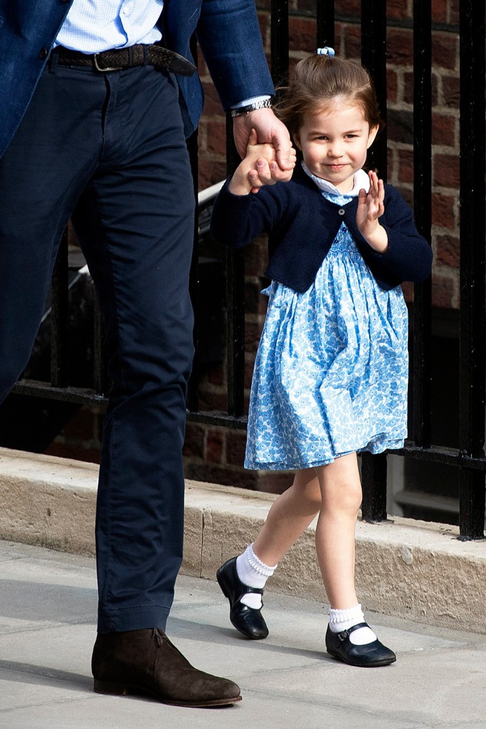 Mandatory Credit: Photo by WILL OLIVER/EPA-EFE/REX/Shutterstock (9640202n) Prince William and Princess Charlotte Duchess of Cambridge gives birth to baby boy, London, United Kingdom - 23 Apr 2018 Britain's Prince William, Duke of Cambridge (L) and his daughter Princess Charlotte (R) arrive to visit his wife, Catherine, Duchess of Cambridge who gave birth to their newborn boy, at the Lindo Wing at St. Mary's Hospital in Paddington, London, Britain, 23 April 2018. The baby boy is the royal couple's third child and fifth in line to the British throne.